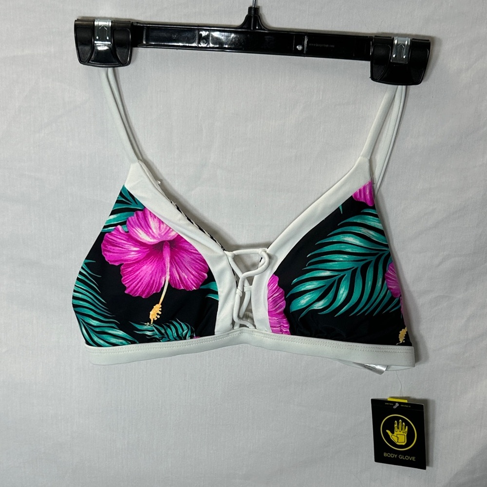 Body Glove Women's Floral Bikini Top - Black and Pink